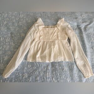 NWOT abercrombie kids Cream Eyelet Ruffle Blouse